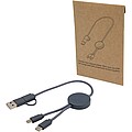 Datový synchronizační a rychlonabíjecí 27W kabel 5 v 1 z recyklovaného plastu o délce 30 cm, modrošedá