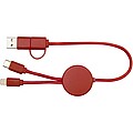 Datový synchronizační a rychlonabíjecí 27W kabel 5 v 1 z recyklovaného plastu o délce 30 cm, středně oranžová