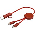 Datový synchronizační a rychlonabíjecí 27W kabel 5 v 1 z recyklovaného plastu o délce 30 cm, středně oranžová