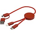 Datový synchronizační a rychlonabíjecí 27W kabel 5 v 1 z recyklovaného plastu o délce 30 cm, středně oranžová