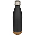 Dvoustěnná vakuově izolovaná nerezová láhev na vodu s korkovými detaily 500ml , černá