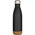 Dvoustěnná vakuově izolovaná nerezová láhev na vodu s korkovými detaily 500ml , černá