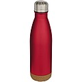 Dvoustěnná vakuově izolovaná nerezová láhev na vodu s korkovými detaily 500ml , červená