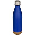 Dvoustěnná vakuově izolovaná nerezová láhev na vodu s korkovými detaily 500ml , královská modrá