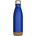 Dvoustěnná vakuově izolovaná nerezová láhev na vodu s korkovými detaily 500ml , královská modrá