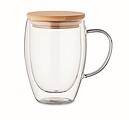 Dvoustěnný skleněný hrnek s víčkem, 350ml
