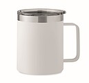 Dvoustěnný termohrnek 300ml z recyklovaného nerezu s plastovým víčkem, bílý