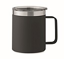 Dvoustěnný termohrnek 300ml z recyklovaného nerezu s plastovým víčkem, černý