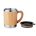 Dvouvrstvý nerezový termohrnek, 300ml, víčko plastové, vnější vrstva z bambusu