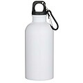 Jednostěnná láhev na vodu z nerezové oceli s karabinou a sublimačním tiskem 400ml , bílá