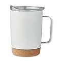 KADIR Dvoustěnný nerezový termohrnek s víčkem a korkovým dnem, 300 ml, bílá
