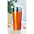 KAKADU Dvoustěnný termohrnek nerezový s plastovým víčkem, objem 400 ml, oranžová
