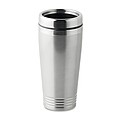 KAKADU Dvoustěnný termohrnek, nerezový s plastovým víčkem, objem 400 ml, stříbrná