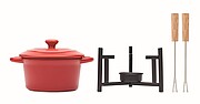 Keramická sada na fondue, červená