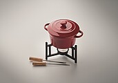 Keramická sada na fondue, červená