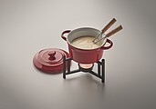 Keramická sada na fondue, červená