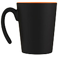 Keramický hrnek, 360ml, z venku černý, uvnitř oranžový