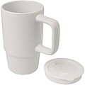 Keramický hrnek s plastovým víkem 450ml, bílá