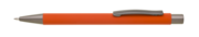 Kovová propiska s pogumovaným povrchem, oranžová