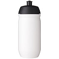 Láhev na pití 500ml, tělo je bílé z pružného plastu, víčko je černé
