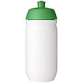 Láhev na pití 500ml, tělo je bílé z pružného plastu, víčko je zelené