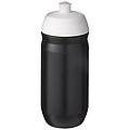 Láhev na pití 500ml, tělo je černé z pružného plastu, víčko je bílé