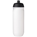 Láhev na pití 750ml, tělo je bílé z pružného plastu, víčko je černé