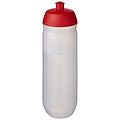 Láhev na pití 750ml, tělo je matně čiré z pružného plastu, víčko je červené