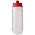 Láhev na pití 750ml, tělo je matně čiré z pružného plastu, víčko je červené