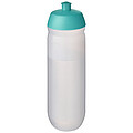 Láhev na pití 750ml, tělo je matně čiré z pružného plastu, víčko je tyrkysové