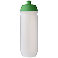 Láhev na pití 750ml, tělo je matně čiré z pružného plastu, víčko je zelené