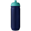 Láhev na pití 750ml, tělo je modré z pružného plastu, víčko je tyrkysové