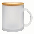 Matný skleněný hrnek s uchem a bambusovým víčkem, 330ml