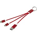 Nabíjecí kabel 4v1 z recyklovaného hliníku s klíčenkou, červená