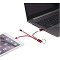 Nabíjecí kabel 4v1 z recyklovaného hliníku s klíčenkou, červená