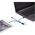Nabíjecí kabel 4v1 z recyklovaného hliníku s klíčenkou, královská modrá