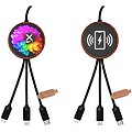 Nabíjecí kabel 5v1 z rPET se svítícím logem a 10 W nabíjecí podložkou SCX.design, hnědá