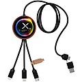 Nabíjecí kabel 5v1 z rPET se svítícím logem a 10 W nabíjecí podložkou SCX.design, hnědá