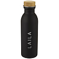 Nerezová láhev na pití s bambusovým víčkem, 650ml, černá