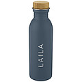 Nerezová láhev na pití s bambusovým víčkem, 650ml, modrá