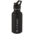 Nerezová láhev na pití s brčkem, 500ml, černá