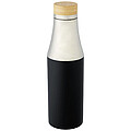 Nerezová termo láhev, 540 ml, s bambusovým víčkem, stříbrno černá