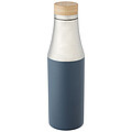 Nerezová termo láhev, 540 ml, s bambusovým víčkem, stříbrno modrá