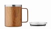Nerezový dvoustěnný termohrnek v dřevěném vzhledu, 300ml, plastové víčko