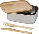 Nerezový lunchbox 600ml s bambusovým víkem a příborem