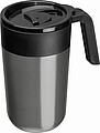 Nerezový termohrnek s plastovým víčkem a uchem, 400ml, šedý