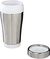 Nerezový termohrnek s plastovým vnitřkem, objem 470 ml, bílá/stříbrná