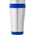 Nerezový termohrnek s plastovým vnitřkem, objem 470 ml, stříbrná/královská modrá