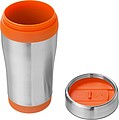 Nerezový termohrnek s plastovým vnitřkem, objem 470 ml, stříbrná/oranžová