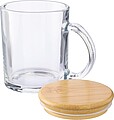 NILPERO Hrnek na pití z recyklovaného skla s bambusovým víčkem, 300 ml